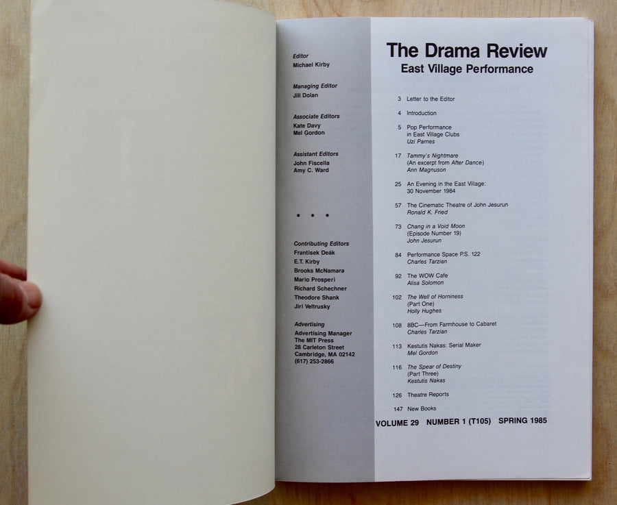 THE DRAMA REVIEW (SPRING 1985 ISSUE) EAST VILLAGE PERFORMANCE