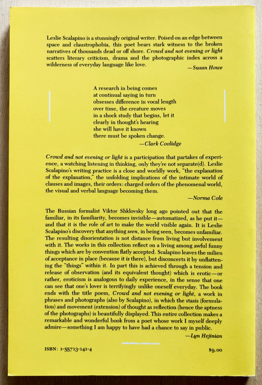 CROWD AND NOT EVENING LIGHT: A POEM BY LESLIE SCALAPINO (First edition)