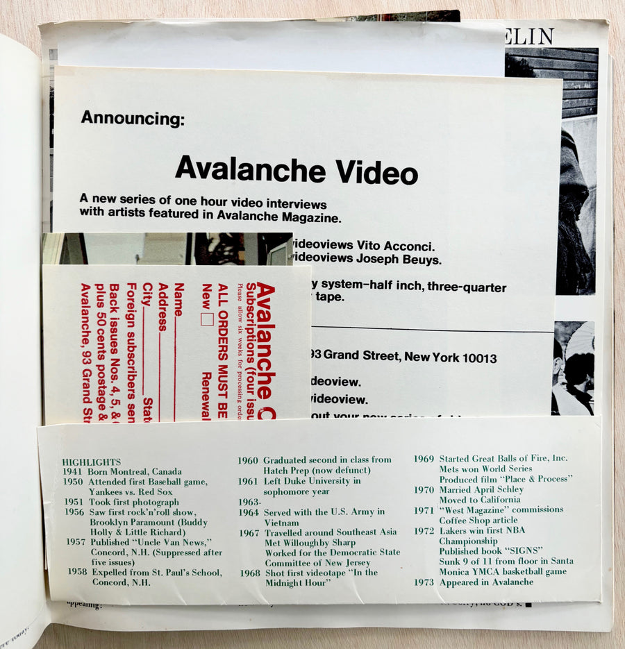 AVALANCHE NO. 7 - WINTER / SPRING, 1973 edited and published by Willoughby Sharp and Liza Béar