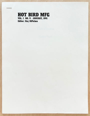 HOT BIRD MFG VOL. 1 NO. 9, edited by Ray DiPalma and featuring poetry by Elaine Equi