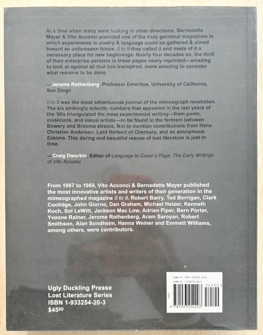 0 TO 9: THE COMPLETE MAGAZINE, 1967-1969 by Vito Acconci and Bernadette Mayer