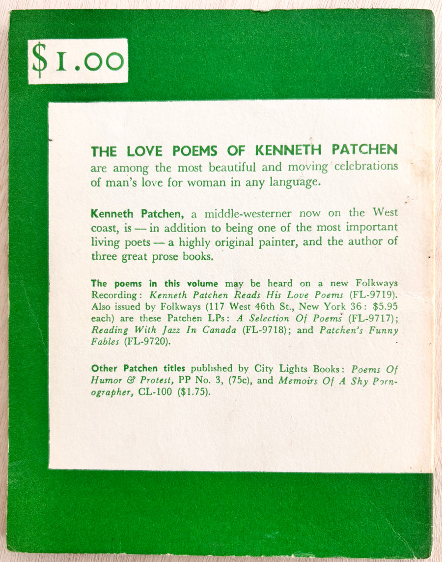 THE LOVE POEMS OF KENNETH PATCHEN (The Pocket Poets Series, Number Thirteen)