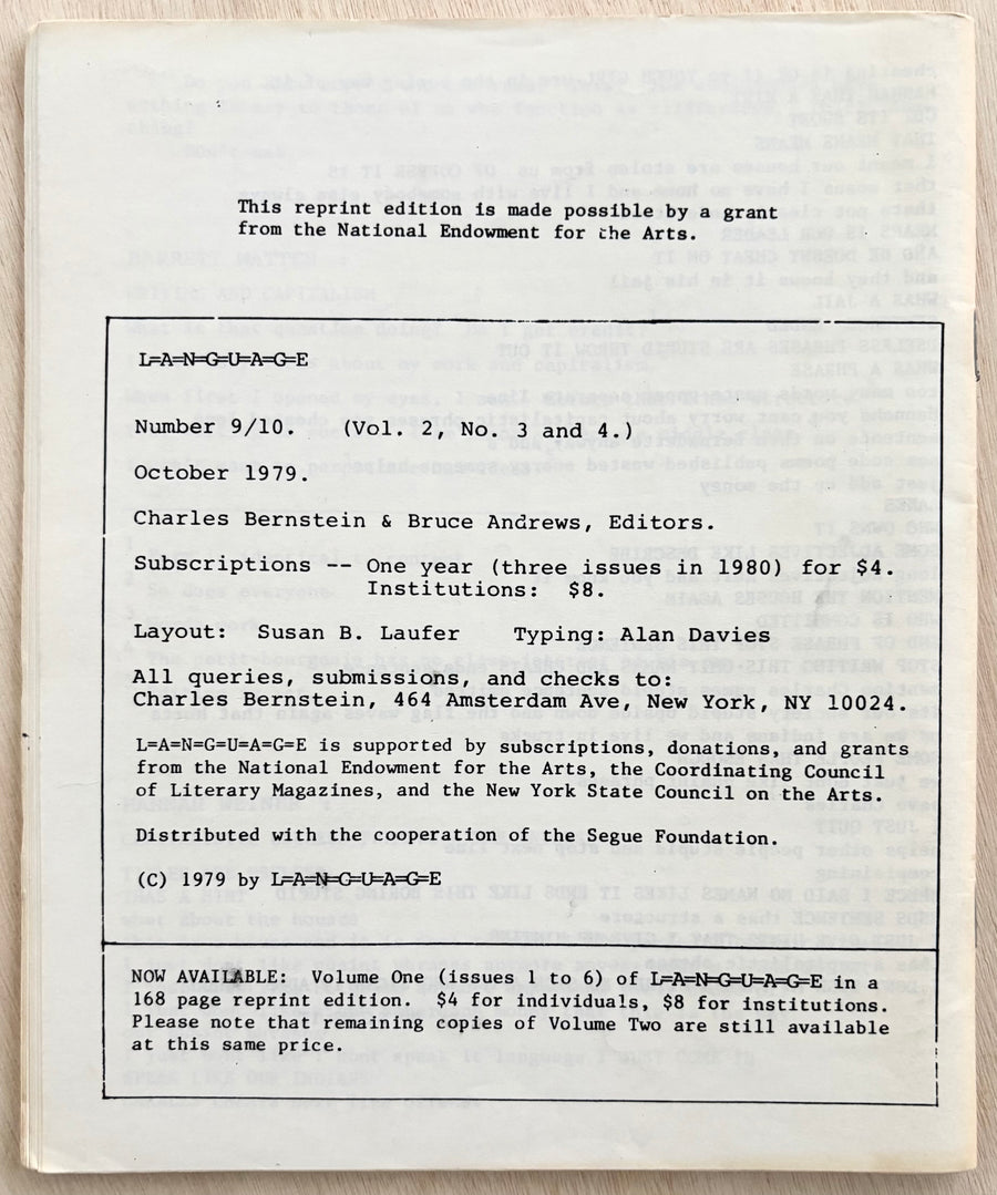 L=A=N=G=U=A=G=E, Number 9/10, October 1979