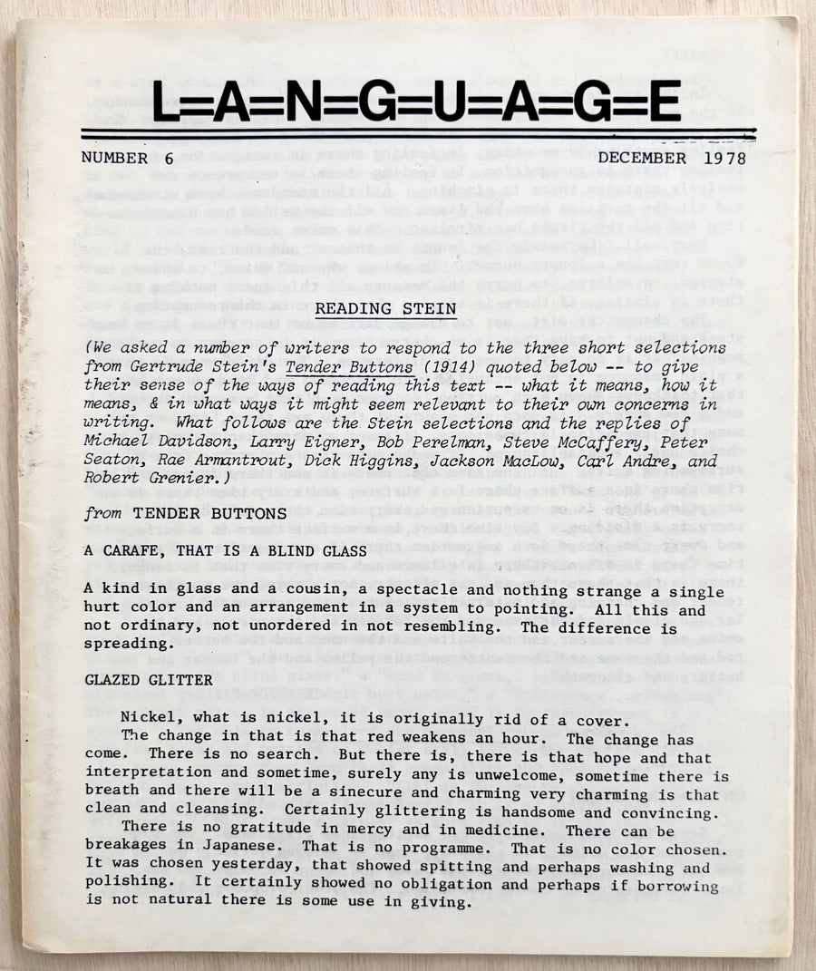 L=A=N=G=U=A=G=E, Number 6, December 1978