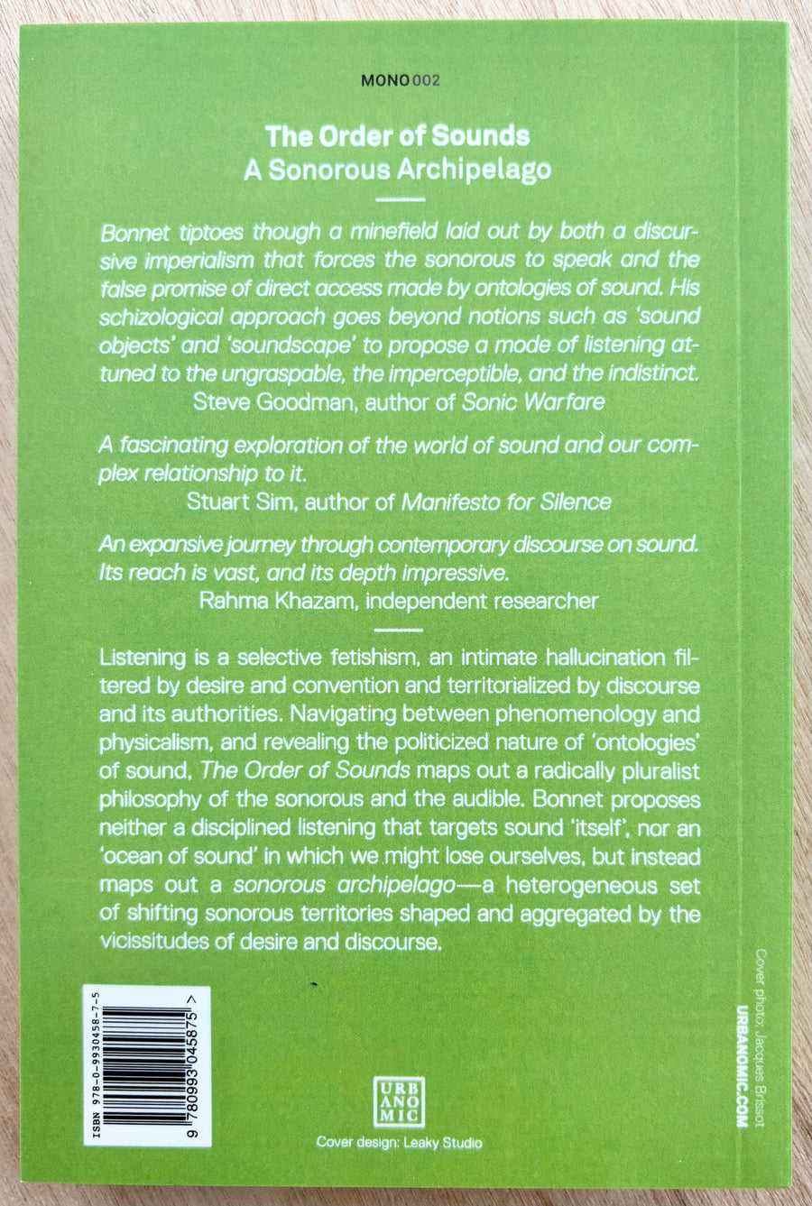 THE ORDER OF SOUNDS: A SONOROUS ARCHIPELAGO, by François J. Bonnet with an introduction by Peter Szendy