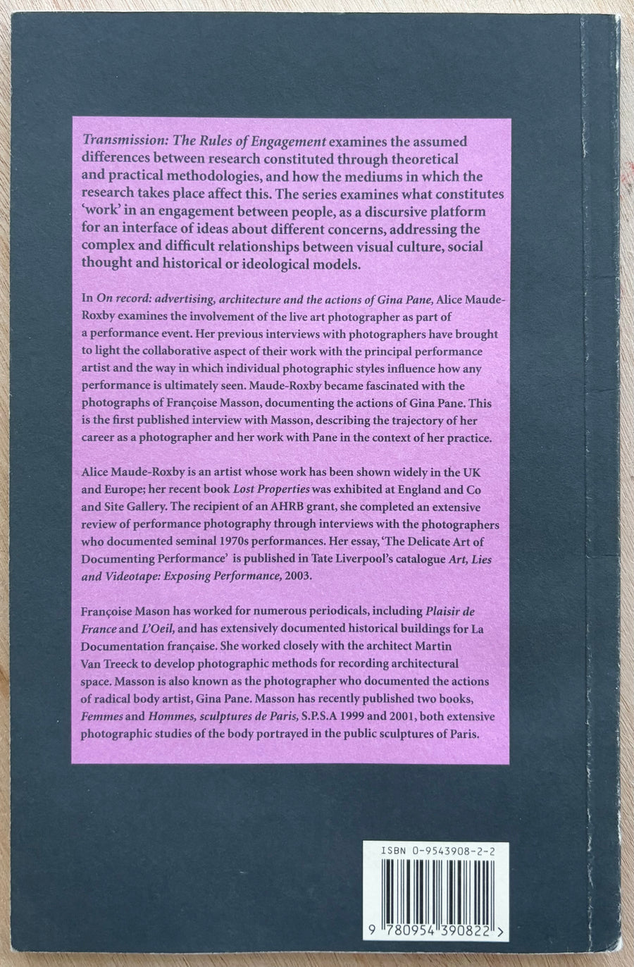 ON RECORD: ADVERTISING, ARCHITECTURE AND THE ACTIONS OF GINA PANE, by Alice Maude-Roxby & Françoise Masson