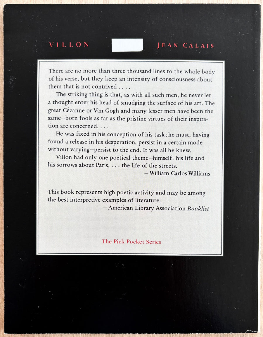 VILLON, by Jean Calais (Stephen Rodefer)