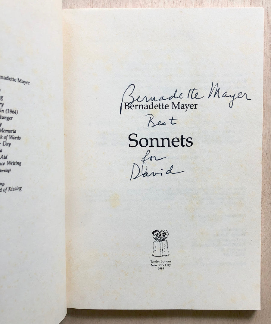 SONNETS by Bernadette Mayer (SIGNED)