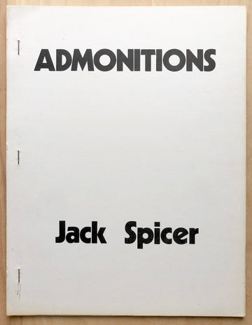 ADMONITIONS by Jack Spicer