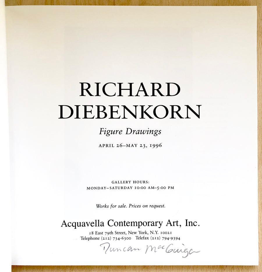 RICHARD DIEBENKORN: FIGURE STUDIES (SIGNED by former Aquavella director, Duncan McGuigan)