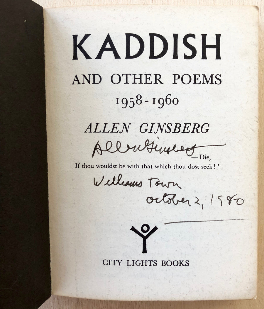 KADDISH AND OTHER POEMS 1958-1960 by Allen Ginsberg (SIGNED)